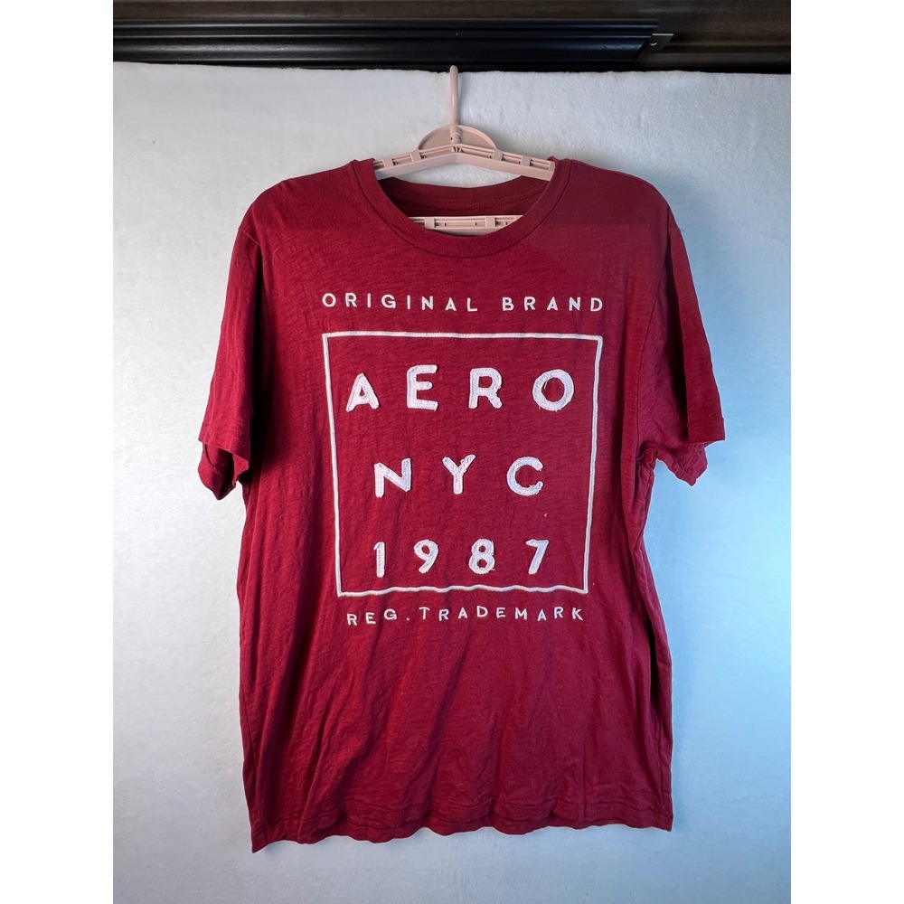 Aeropostale Mens XL Red Aero NYC 1987 Graphic T Shirt Y2K Mall Brand Logo Tee
